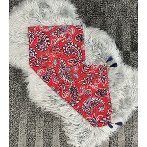 Tommy Bahama Red Paisley Rectangle Scarf With Blue Designs &‎ Tassles